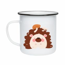 Кружка эмалированная Hedgehog with mushrooms - PrintSalon