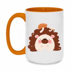 Чашка двухцветная 420ml Hedgehog with mushrooms - PrintSalon