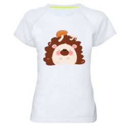 Женская футболка для спорта Hedgehog with mushrooms - PrintSalon