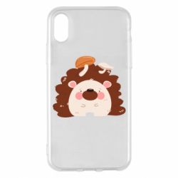 Чехол для iPhone X/Xs Hedgehog with mushrooms - PrintSalon