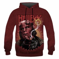 Мужское 3D худи Hellboy and cigarette - PrintSalon