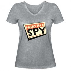 Женская футболка с V-образным вырезом Hello i'm a spy - PrintSalon