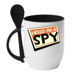 Чашка с ложкой Hello i'm a spy - PrintSalon