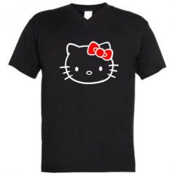 Мужская футболка  с V-образным вырезом Hello Kitty logo - PrintSalon