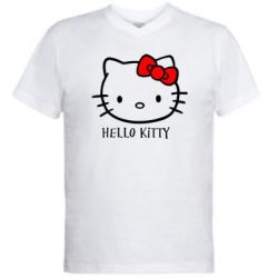 Мужская футболка  с V-образным вырезом Hello Kitty - PrintSalon