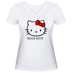 Женская футболка с V-образным вырезом Hello Kitty - PrintSalon
