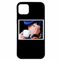 Чехол для iPhone 14 Plus Higashikata Josuke drinking tea - PrintSalon