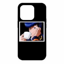 Чехол для iPhone 14 Pro Higashikata Josuke drinking tea - PrintSalon