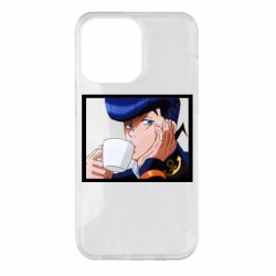 Чехол для iPhone 14 Pro Max Higashikata Josuke drinking tea - PrintSalon