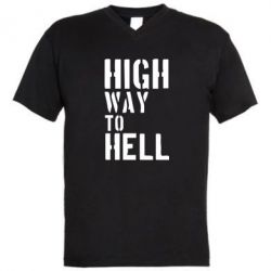 Чоловіча футболка з V-подібним вирізом High way to hell - PrintSalon