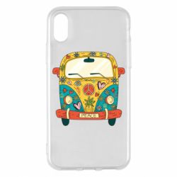 Чехол для iPhone X/Xs Hippie bus - PrintSalon