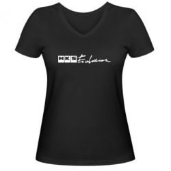 Женская футболка с V-образным вырезом HKS logo - PrintSalon