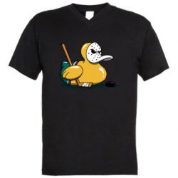 Мужская футболка  с V-образным вырезом Hockey duck - PrintSalon