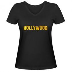 Женская футболка с V-образным вырезом HOLLYWOOD - PrintSalon