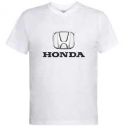 Мужская футболка  с V-образным вырезом Honda 3D Logo - PrintSalon