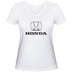 Женская футболка с V-образным вырезом Honda 3D Logo - PrintSalon