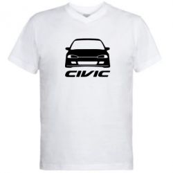 Мужская футболка  с V-образным вырезом Honda Civic - PrintSalon