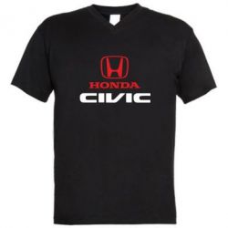 Мужская футболка  с V-образным вырезом Honda Civic - PrintSalon