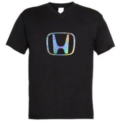 Мужская футболка  с V-образным вырезом Honda logo Голограмма - PrintSalon