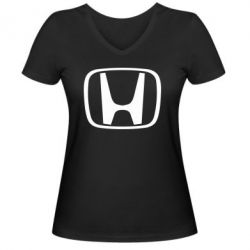 Женская футболка с V-образным вырезом Honda Logo - PrintSalon