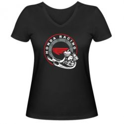 Женская футболка с V-образным вырезом Honda Racing - PrintSalon