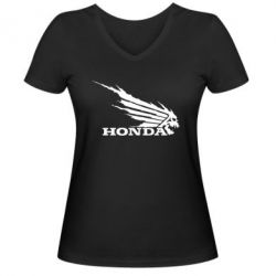 Женская футболка с V-образным вырезом Honda Skelet - PrintSalon