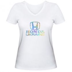 Женская футболка с V-образным вырезом Honda Ukraine Голограмма - PrintSalon