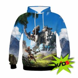 Детское 3D худи Horizon Zero Dawn Ela and mechanical dinosaur - PrintSalon