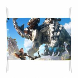 Флаг Horizon Zero Dawn Ela and mechanical dinosaur - PrintSalon