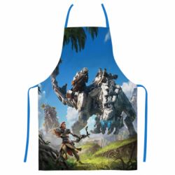 Фартук с 3D принтом Horizon Zero Dawn Ela and mechanical dinosaur - PrintSalon