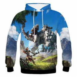 Мужское 3D худи Horizon Zero Dawn Ela and mechanical dinosaur - PrintSalon