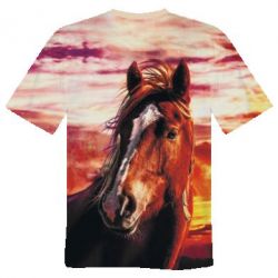 Чоловіча футболка 3D Horse at sunset - PrintSalon