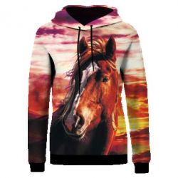 Жіноче 3D худі Horse at sunset-PrintSalon Жіноче 3D худі Horse at sunset