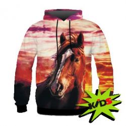 Дитяче 3D худі Horse at sunset