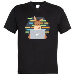 Мужская футболка  с V-образным вырезом Horse hacker - PrintSalon