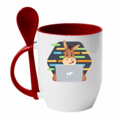 Чашка с ложкой Horse hacker - PrintSalon