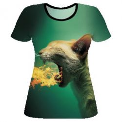 Женская футболка 3D Hot cat-PrintSalon Женская футболка 3D Hot cat