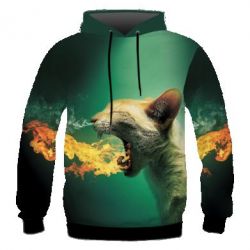 Чоловіче 3D худі Hot cat - PrintSalon