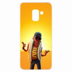 Чехол для Samsung A8 2018 Hot Dog Man Fortnite