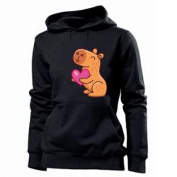 Женское худи Капибара сердечко - PrintSalon