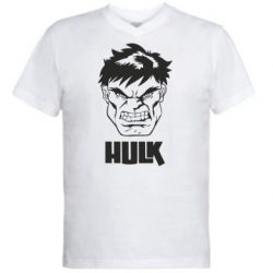 Чоловіча футболка з V-подібним вирізом Hulk face - PrintSalon