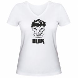 Жіноча футболка з V-подібним вирізом Hulk face - PrintSalon