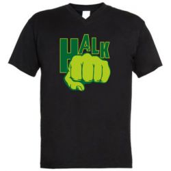 Мужская футболка  с V-образным вырезом Hulk fist - PrintSalon
