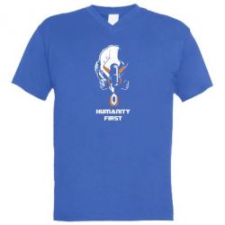 Чоловіча футболка з V-подібним вирізом Humanity first-PrintSalon Чоловіча футболка з V-подібним вирізом Humanity first