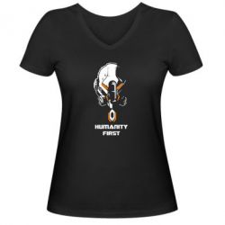 Жіноча футболка з V-подібним вирізом Humanity first - PrintSalon