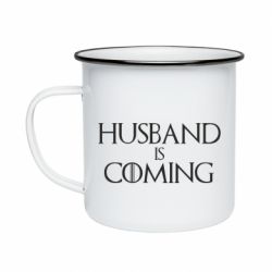 Кружка эмалированная Husband is coming - PrintSalon