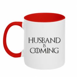 Чашка двухцветная 320ml Husband is coming - PrintSalon