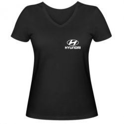 Женская футболка с V-образным вырезом Hyundai Small - PrintSalon