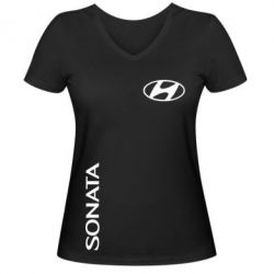 Жіноча футболка з V-подібним вирізом Hyundai Sonata - PrintSalon