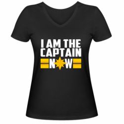 Жіноча футболка з V-подібним вирізом I am captain now - PrintSalon